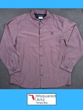 Columbia Omni Shade Red Blue Plaid Shirt XL Long Sleeve Outdoor Fishing